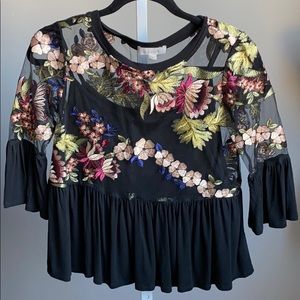 Anthropologie Eri+Ali Ornate Embroidered Top XXSP